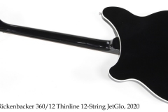 Rickenbacker 360/12 Thinline Electric 12-String JetGlo, 2020 Full Rear View