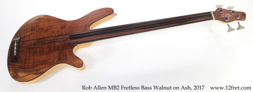 Rob Allen MB2 Fretless Bass Walnut on Ash, 2017 Full Front View