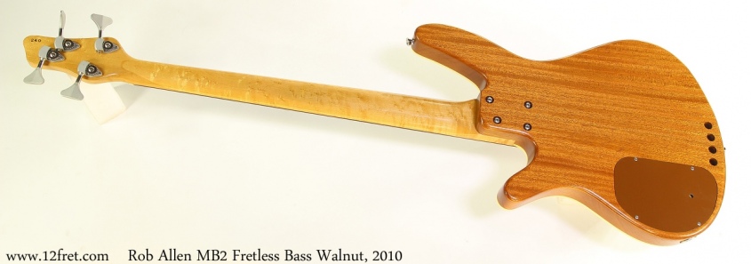 Rob Allen MB2 Fretless Bass Walnut, 2010 Full Rear View