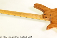 Rob Allen MB2 Fretless Bass Walnut, 2010 Full Rear View