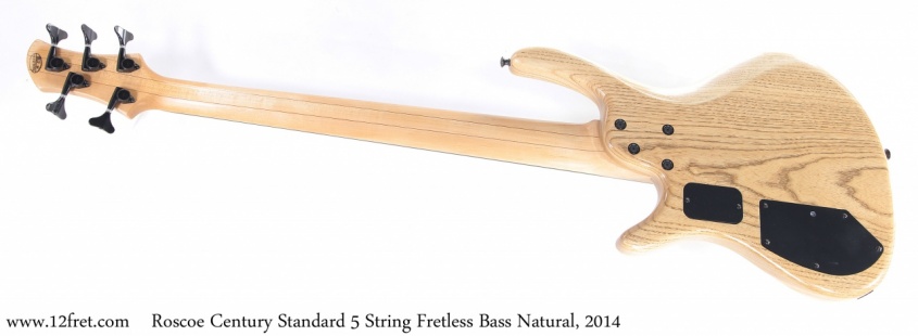 Roscoe Century Standard 5 String Fretless Bass Natural, 2014 Full Rear View