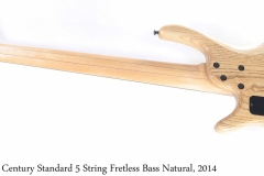 Roscoe Century Standard 5 String Fretless Bass Natural, 2014 Full Rear View
