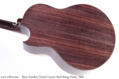 Ryan Paradiso Grand Concert Steel String Guitar, 2020 Back View