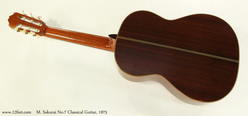 M. Sakurai No.7 Classical Guitar, 1975  Full Rear View