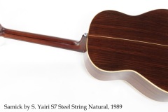 Samick by S. Yairi S7 Steel String Natural, 1989 Full Rear View