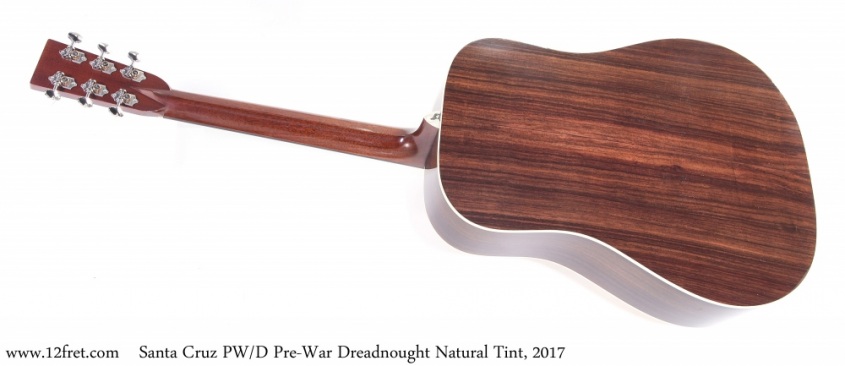 Santa Cruz PW/D Pre-War Dreadnought Natural Tint, 2017 Full Rear View