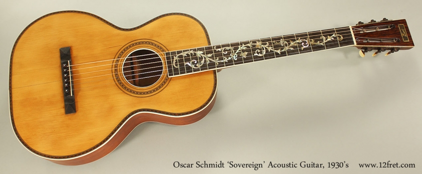 Oscar Schmidt 'Sovereign' Acoustic Guitar, 1930's Full Front View