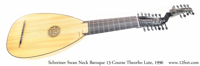 Schreiner Swan Neck Baroque 13-Course Theorbo Lute, 1996 Full Front View