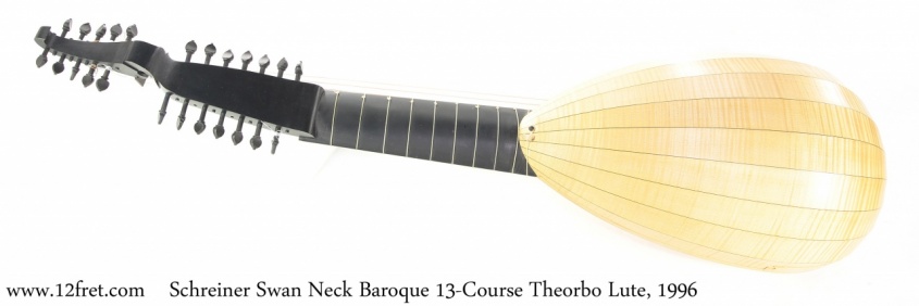 Schreiner Swan Neck Baroque 13-Course Theorbo Lute, 1996 Full Rear View