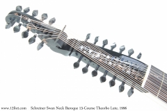 Schreiner Swan Neck Baroque 13-Course Theorbo Lute, 1996 Head Bass Side View