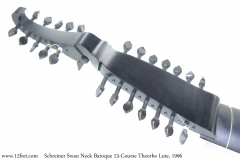 Schreiner Swan Neck Baroque 13-Course Theorbo Lute, 1996 Head Rear View