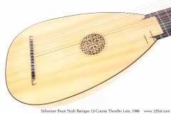 Schreiner Swan Neck Baroque 13-Course Theorbo Lute, 1996 Top View