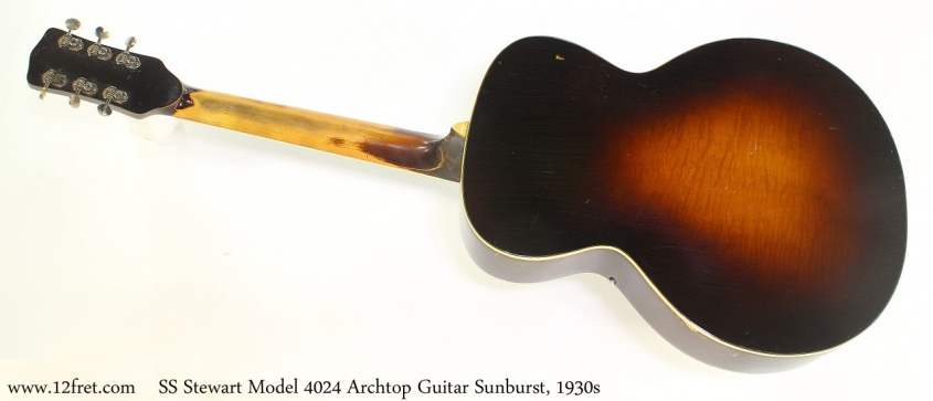 SS Stewart Model 4024 Archtop Guitar Sunburst, 1930s Full Rear View