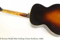 SS Stewart Model 4024 Archtop Guitar Sunburst, 1930s Full Rear View