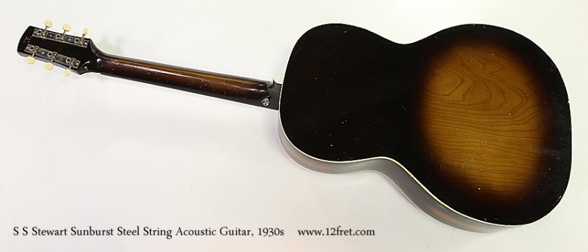 S S Stewart Sunburst Steel String Acoustic Guitar, 1930s Full Rear View