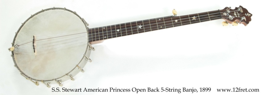 S.S. Stewart American Princess Open Back 5-String Banjo, 1899 Full Front View