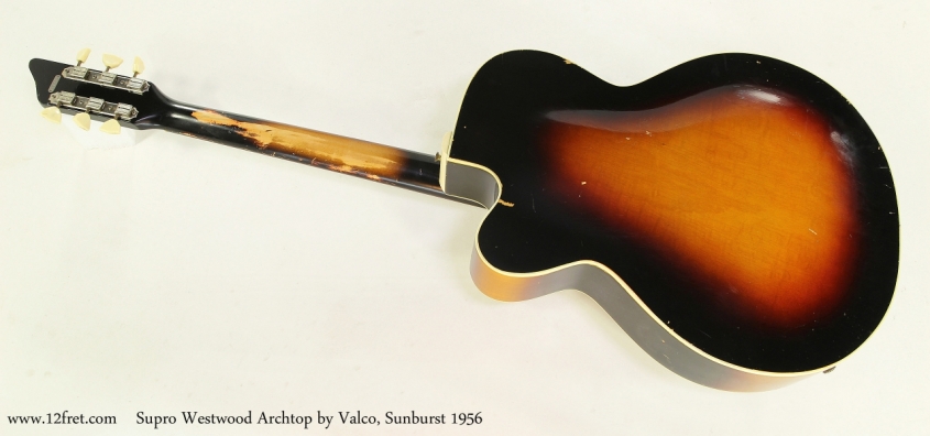 Supro Westwood Archtop by Valco, Sunburst 1956  Full Rear View