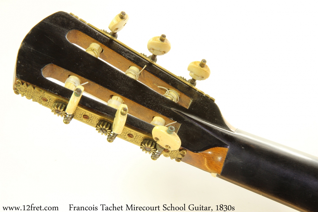 Francois Tachet Mirecourt School Guitar, 1830s Head Rear View