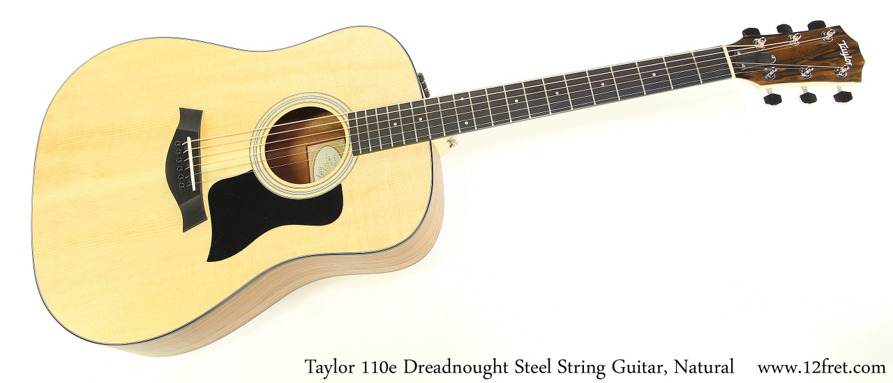 Taylor 110e Dreadnought Steel String Guitar, Natural Full Front View