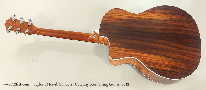 Taylor 214ce-sb Sunburst Cutaway Steel String Guitar, 2013 Full Rear View