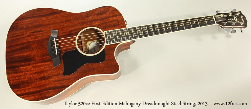 Taylor 520ce First Edition Mahogany Dreadnought Steel String, 2013 Full Front View