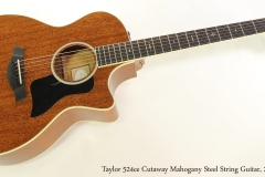Taylor 524ce Cutaway Mahogany Steel String Guitar, 2015  Full Front View