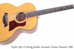 Taylor 555 12 String Jumbo Acoustic Guitar Natural, 1991 Full Front View