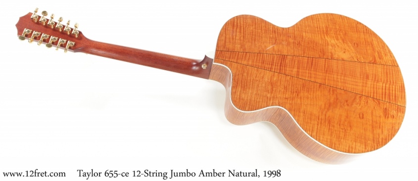 Taylor 655-ce 12-String Jumbo Amber Natural, 1998 Full Rear View