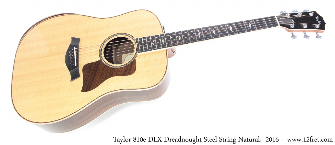 Taylor 810e DLX Dreadnought Steel String Natural, 2016 Full Front View