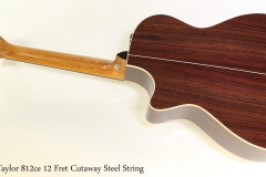 Taylor 812ce 12 Fret Cutaway Steel String   Full Rear View