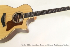 Taylor 814ce Brazilian Rosewood Grand Auditorium Guitar, 2015  Full Front  View