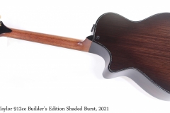 Taylor 912ce Builder's Edition Shaded Burst, 2021 Full Rear View