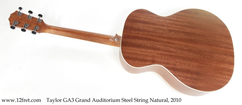 Taylor GA3 Grand Auditorium Steel String Natural, 2010 Full Rear View