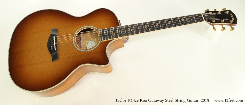 Taylor K14ce Koa Cutaway Steel String Guitar, 2015 Full Front View