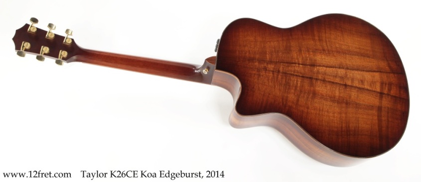 Taylor K26CE Koa Edgeburst, 2014 Full Rear View