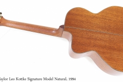 Taylor Leo Kottke Signature Model Natural, 1994 Full Rear View