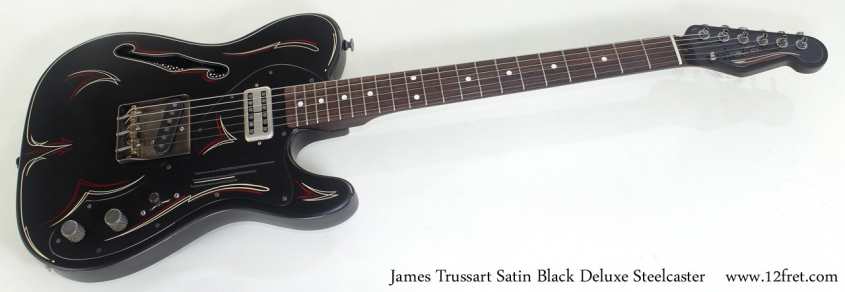 James Trussart Satin Black Deluxe Steelcaster full front view