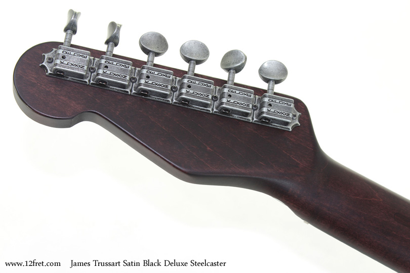 James Trussart Satin Black Deluxe Steelcaster head rear