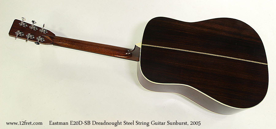 Eastman E20D-SB Dreadnought Steel String Guitar Sunburst, 2005 Full Rear View