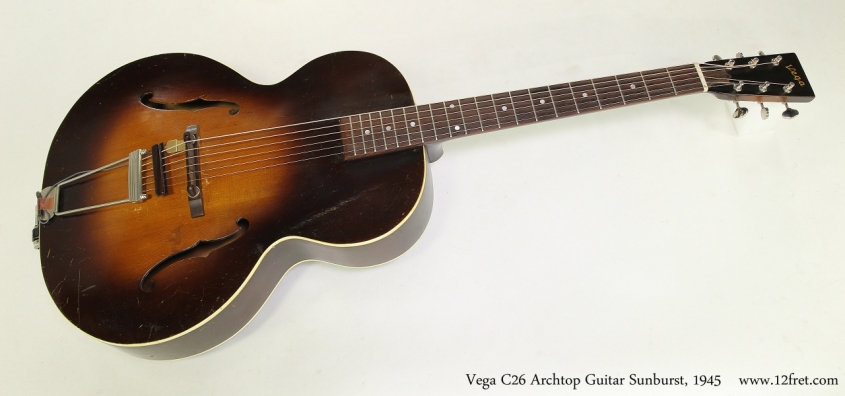 Vega C26 Archtop Guitar Sunburst, 1945 Full Front View