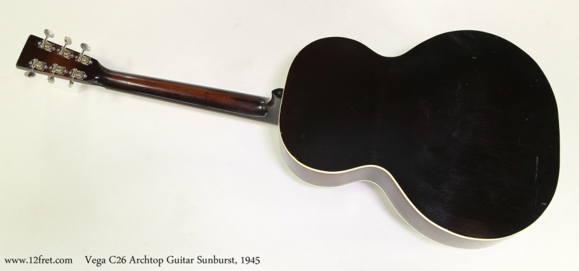 Vega C26 Archtop Guitar Sunburst, 1945 Full Rear View