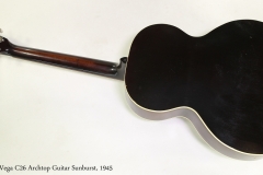 Vega C26 Archtop Guitar Sunburst, 1945 Full Rear View