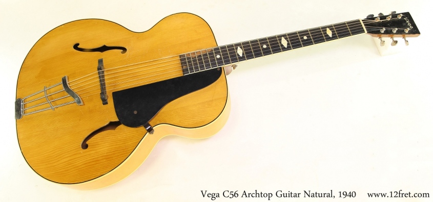 Vega C56 Archtop Guitar Natural, 1940 Full Front View