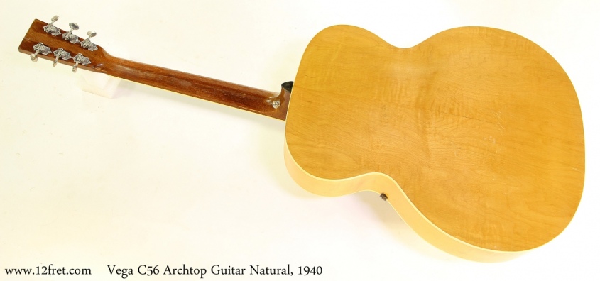 Vega C56 Archtop Guitar Natural, 1940 Full Rear View