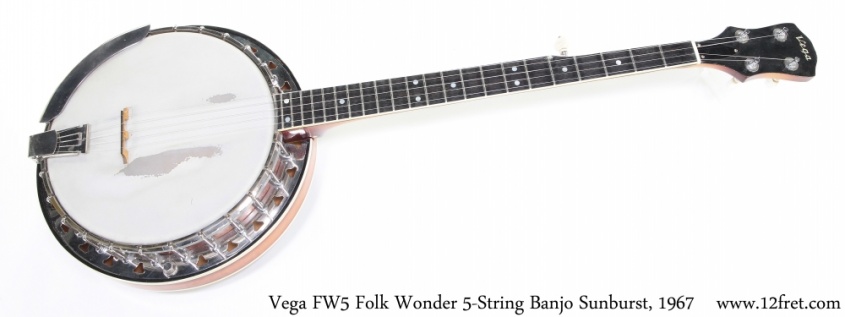 Vega FW5 Folk Wonder 5-String Banjo Sunburst, 1967 Full Front View