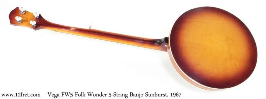 Vega FW5 Folk Wonder 5-String Banjo Sunburst, 1967 Full Rear View