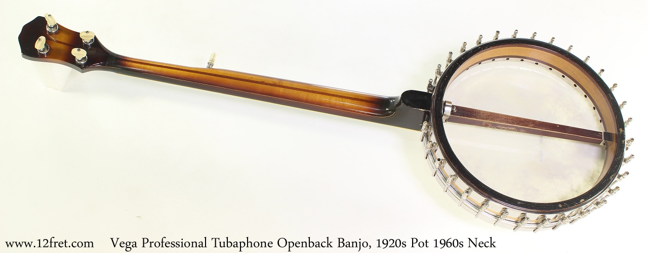 Vega Professional Tubaphone Openback Banjo, 1920s Pot 1960s Neck Full Rear View
