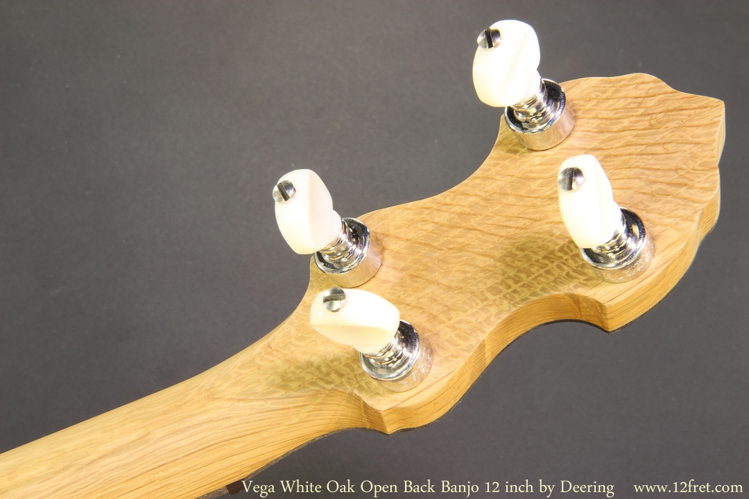 Vega White Oak Open Back Banjo 12 inch by Deering Head Rear View