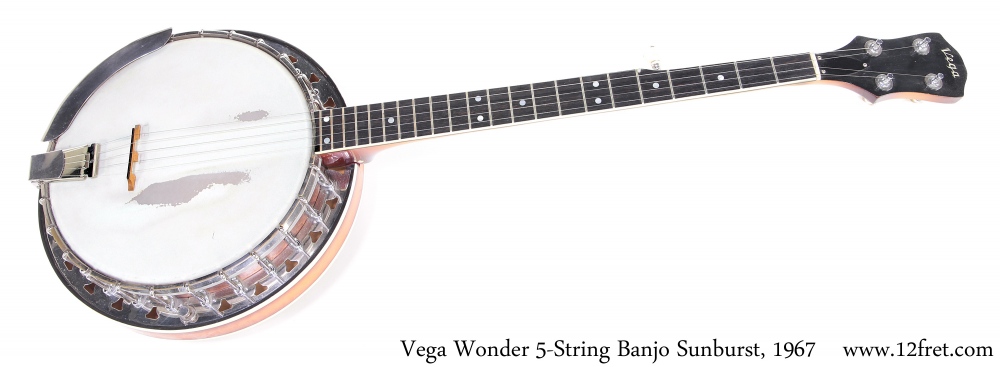 Vega Wonder 5-String Banjo Sunburst, 1967 Full Front View