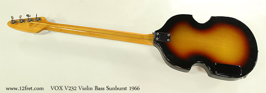 VOX V232 Violin Bass Sunburst 1966 Full Rear View